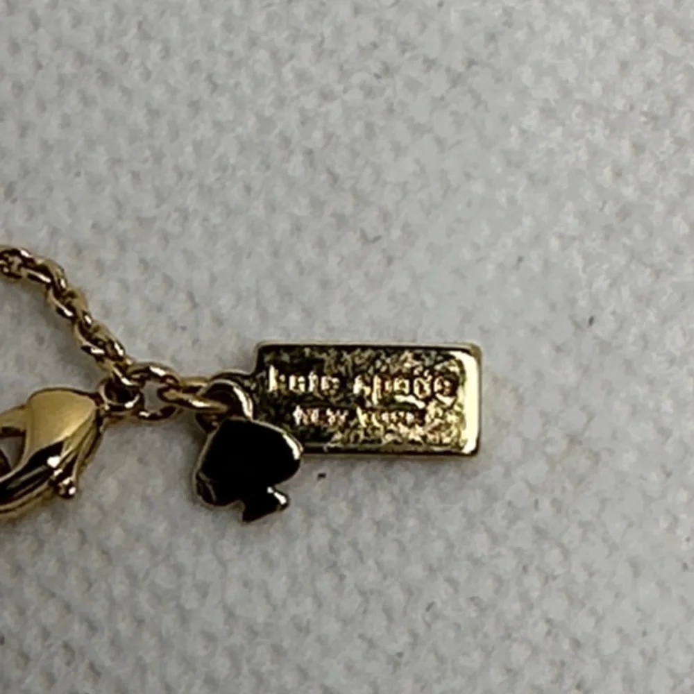 Kate Spade Gold and Green Bow Necklace – 32” Long / 16” Drop (EUC)